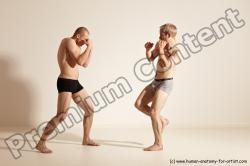 Underwear Martial art Man - Man White Moving poses Slim Short Blond Dynamic poses Academic